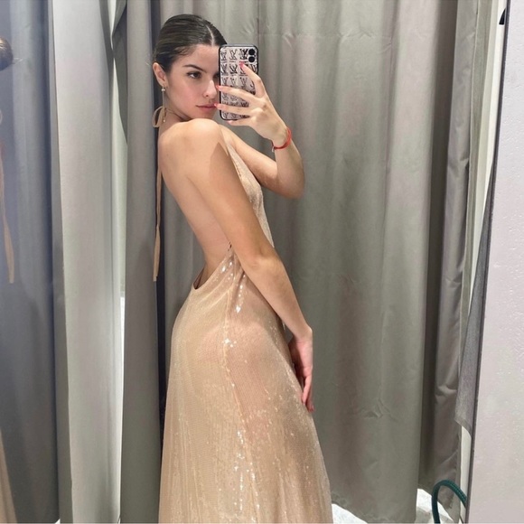 ZARA SEQUIN HALTER DRESS - Picture 6 of 12